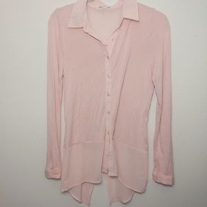 Olive & Oak Pink Button Down Shirt Split Back S